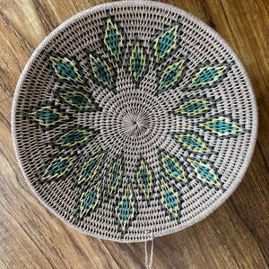 Handmade hand woven bohemian boho basket wall hanging south western